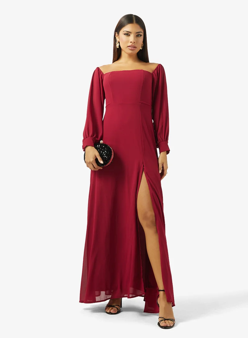 Ella Limited Edition  Off Shoulder Dress With Slit for Women | Best Price UAE